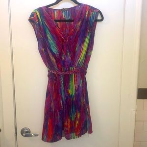 Rainbow sun dress with braided belt
